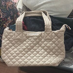 MZ Wallace Quilted Tote in Beige Nylon